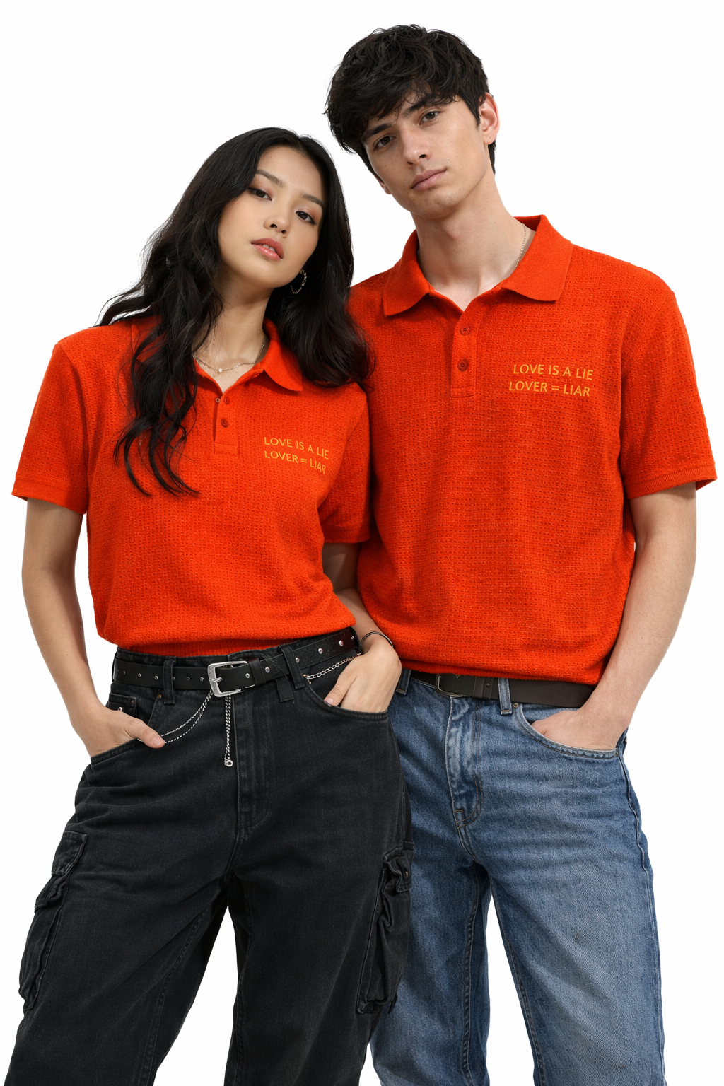 Vintage Knit Polo Tee – “Love Is A Lie”