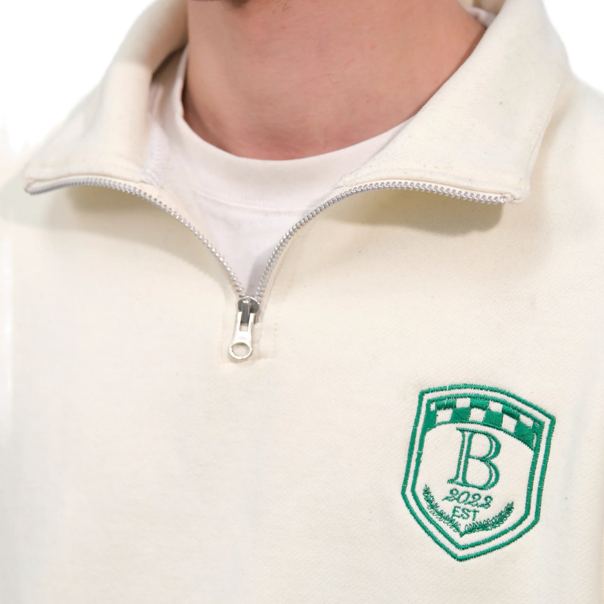 Cream Unisex Quarter zipper