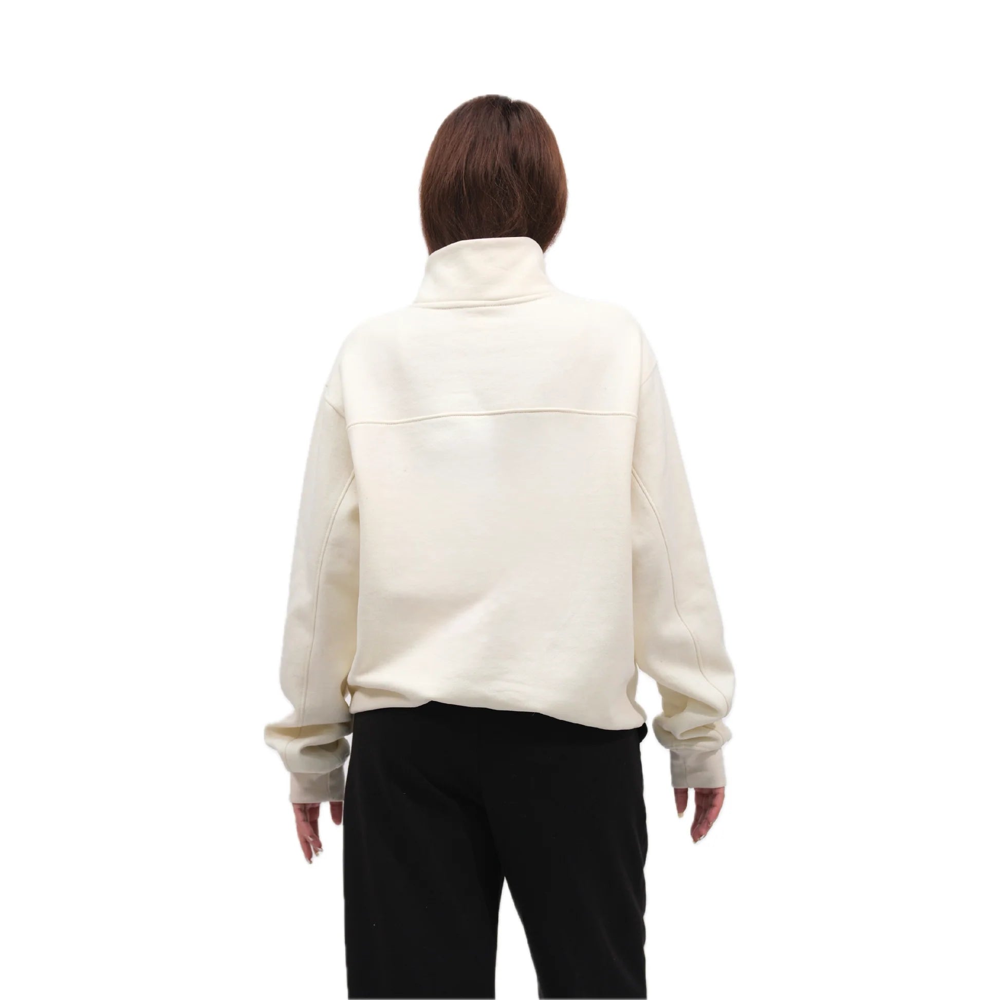 Cream Unisex Quarter zipper