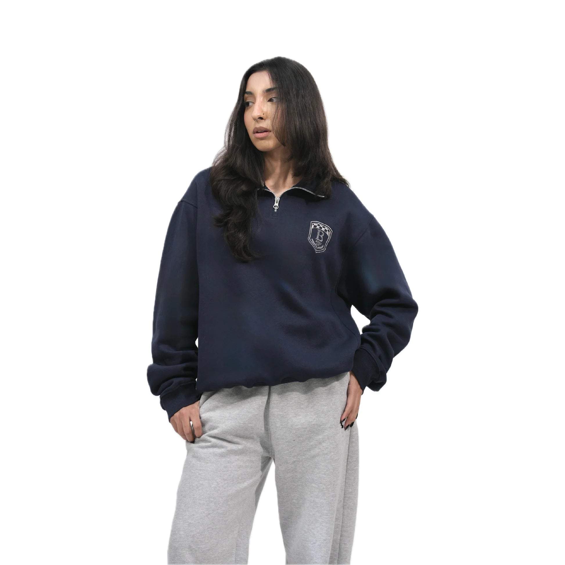 OD Apparel. Blue Unisex Quarter zipper