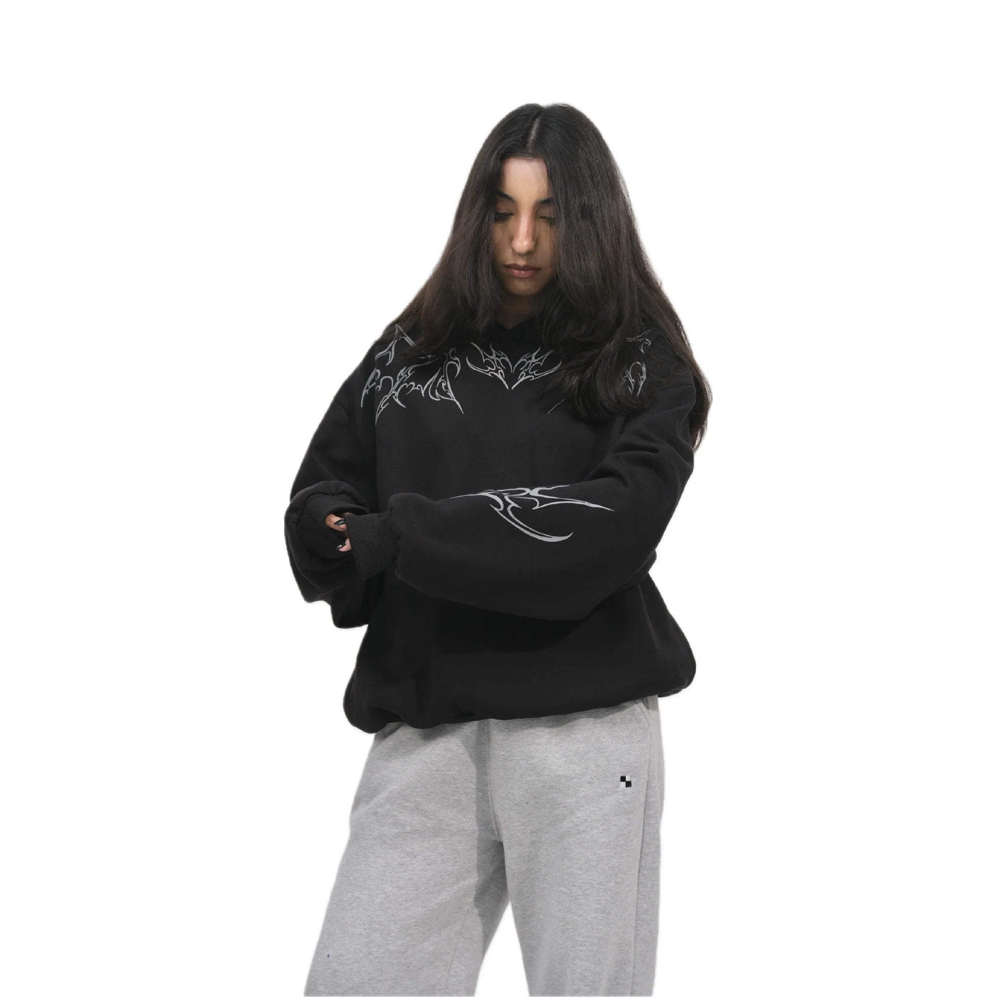 Black Tattoo Unisex Baggy Hoodie