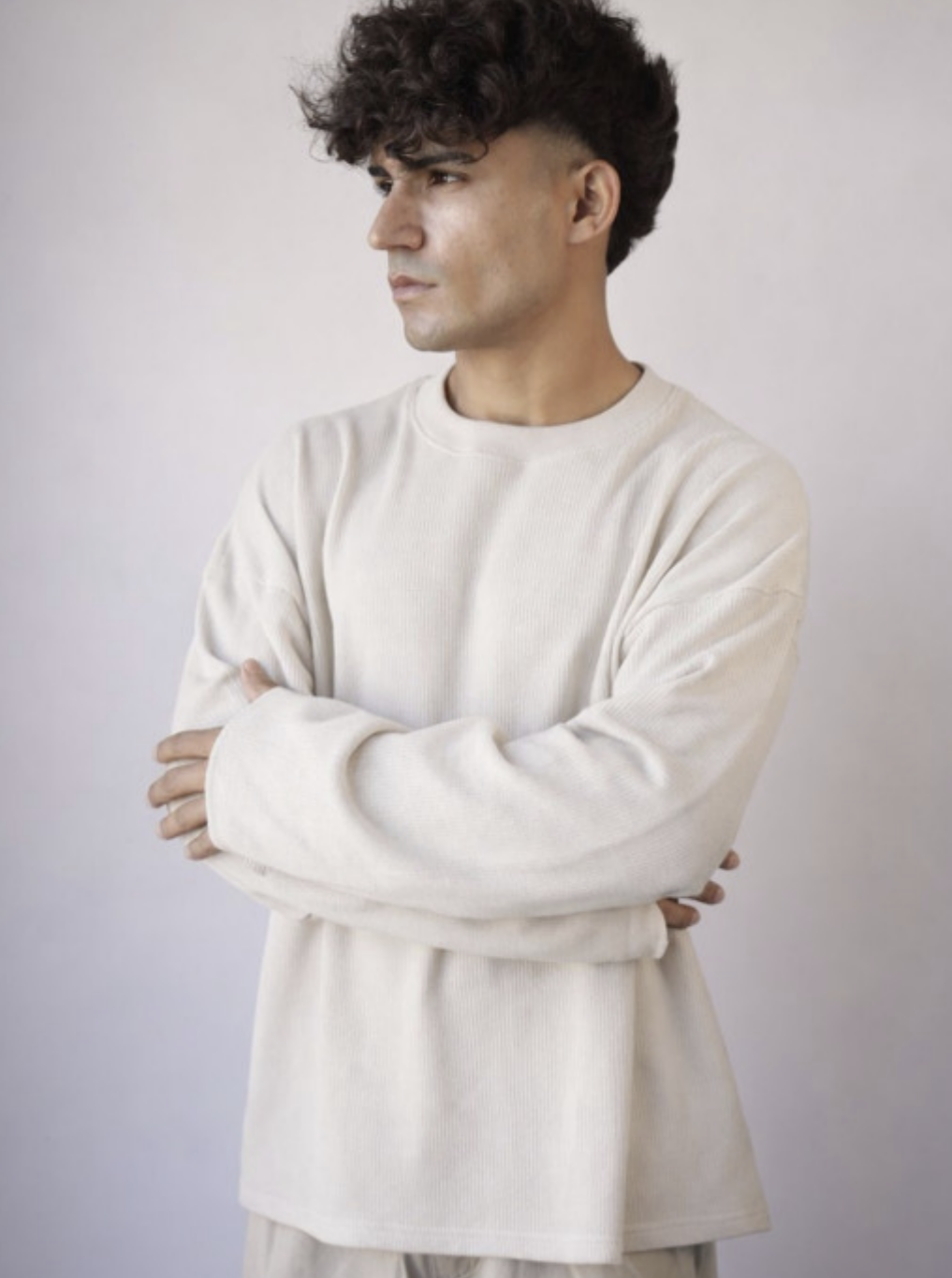 Outfit Day Apparel Oversized Waffle Knit Off White T Shirt For Men