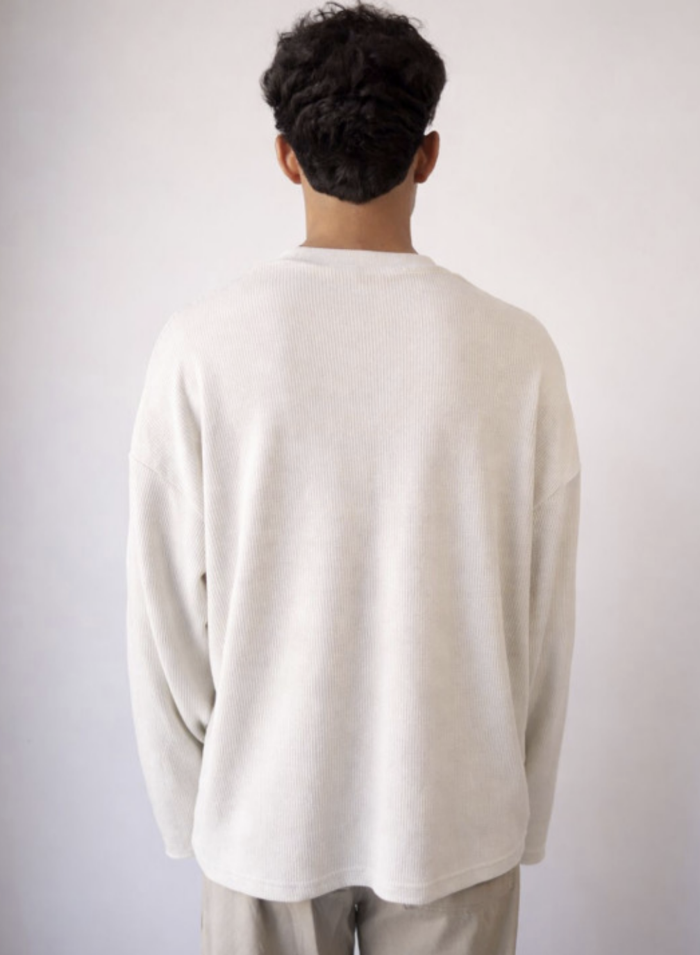 Outfit Day Apparel Oversized Waffle Knit Off White T Shirt For Men