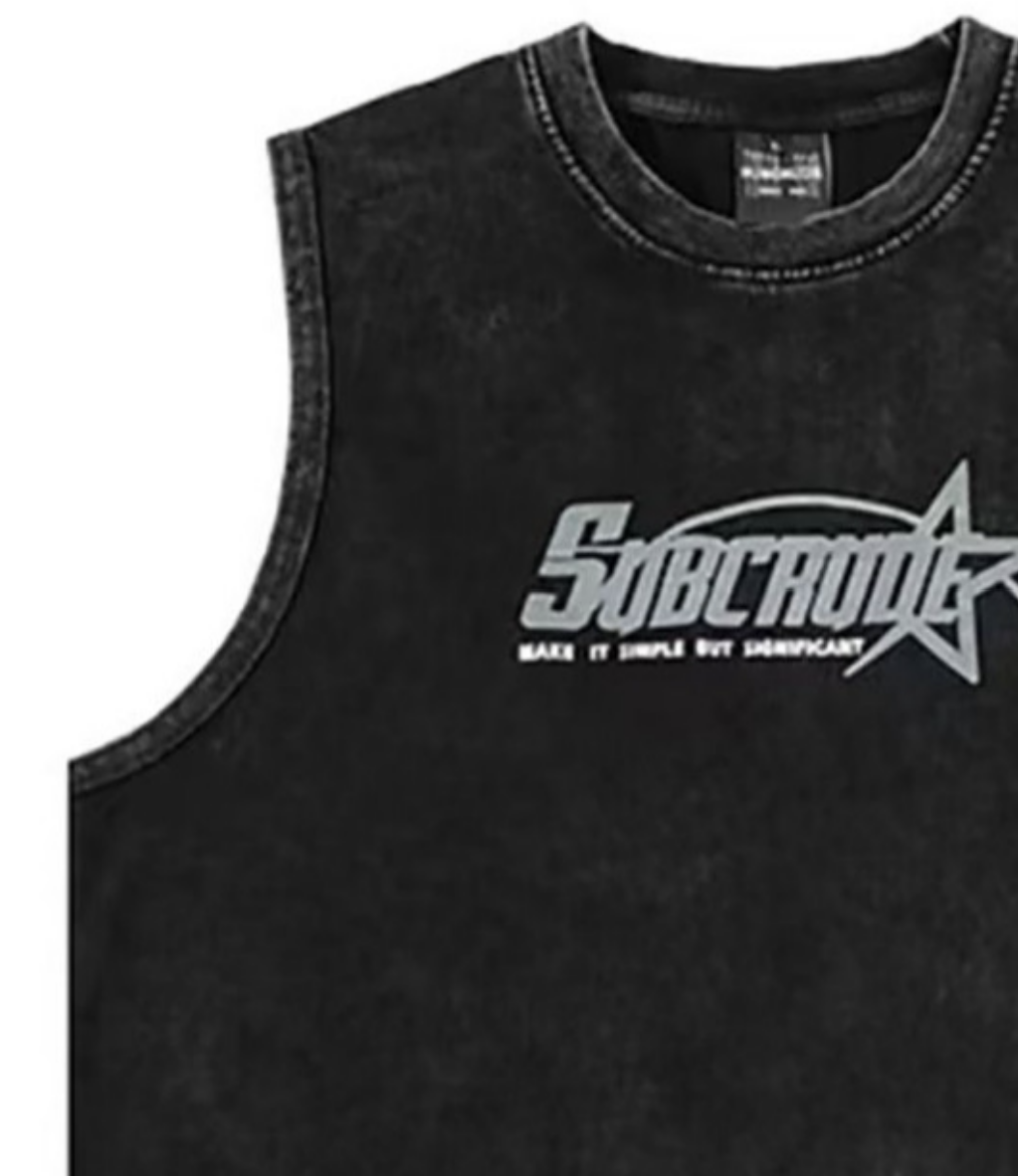 Outfit Day Apparel Men Typography Printed Sleeveless T Shirt