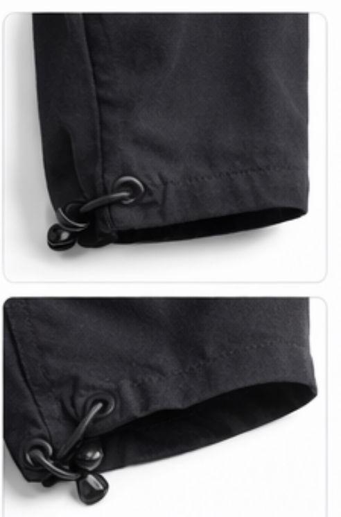 Black Utility Cargo Pants With Relaxed Fit And Adjustable Hem
